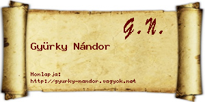 Gyürky Nándor névjegykártya