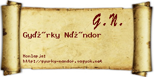 Gyürky Nándor névjegykártya